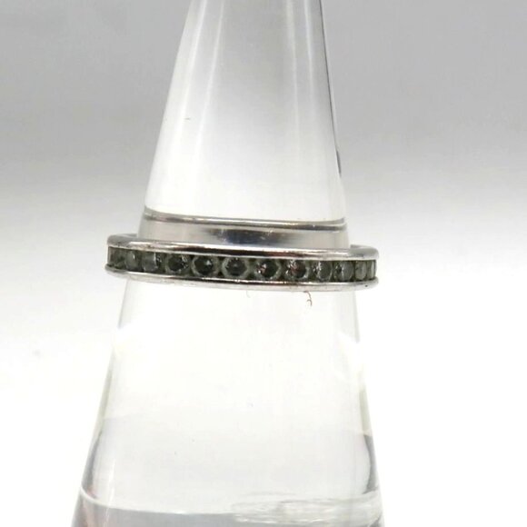 Eternity Band Ring Size 7 Vintage Style Silver Tone Clear Rhinestones - Picture 1 of 7
